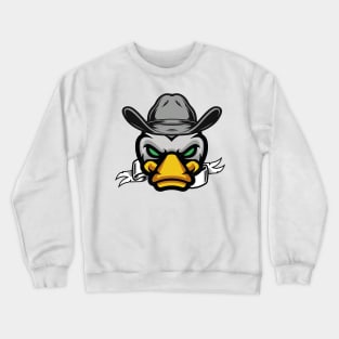 duck in his cowboy hat angry duck Crewneck Sweatshirt